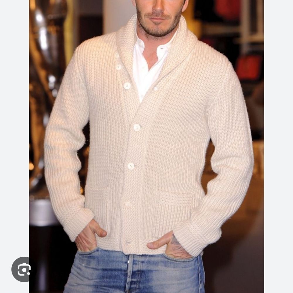 Ag Adriano Goldschmied Jeans Alpaca Wool Tan Camel Cable Knit Cardigan Unisex - Picture 12 of 16